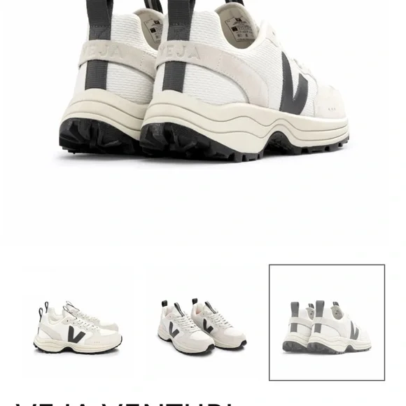 Veja Venturi Sneakers in Cream and Black - Picture 2 of 11